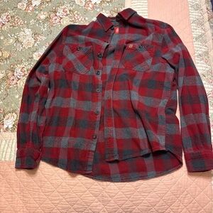 Red and Black Plaid Button-Up Shirt